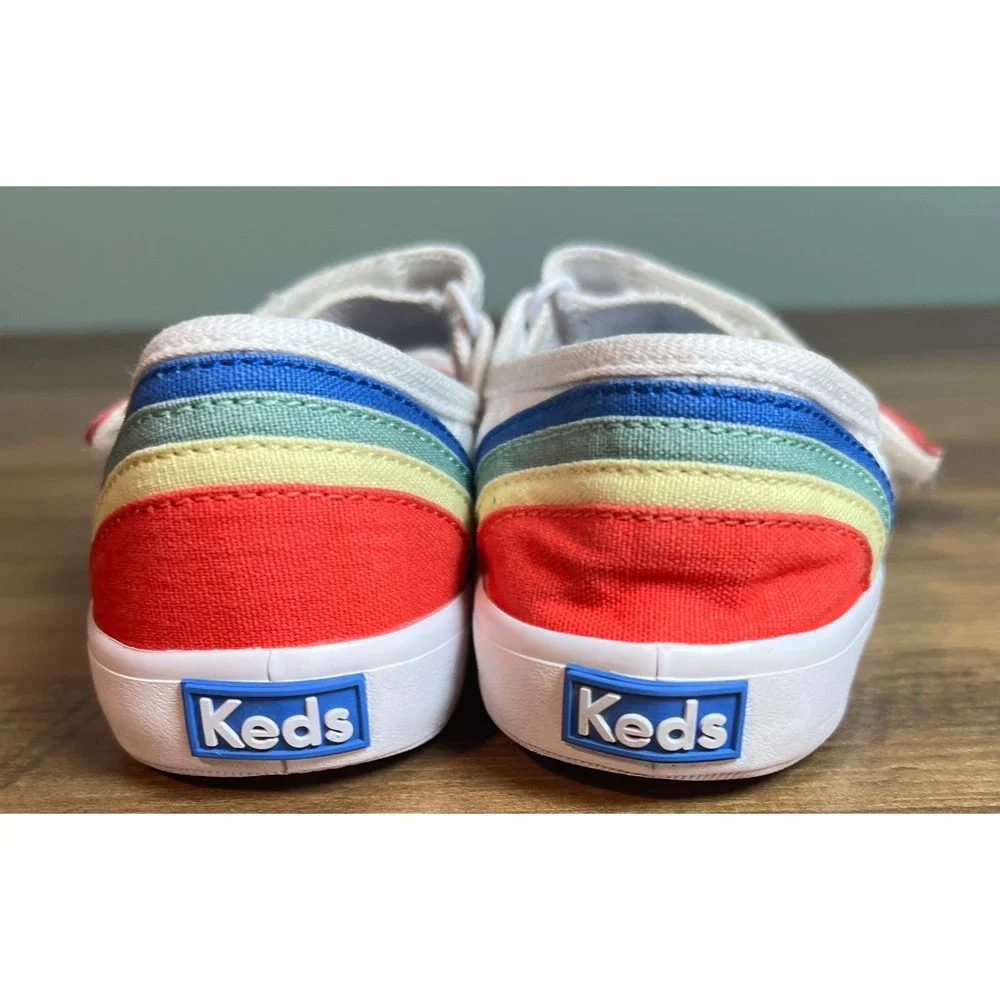 Keds Harper Rainbow Stripe Mary Jane Sneakers White Girls 11M KL161661 Heart